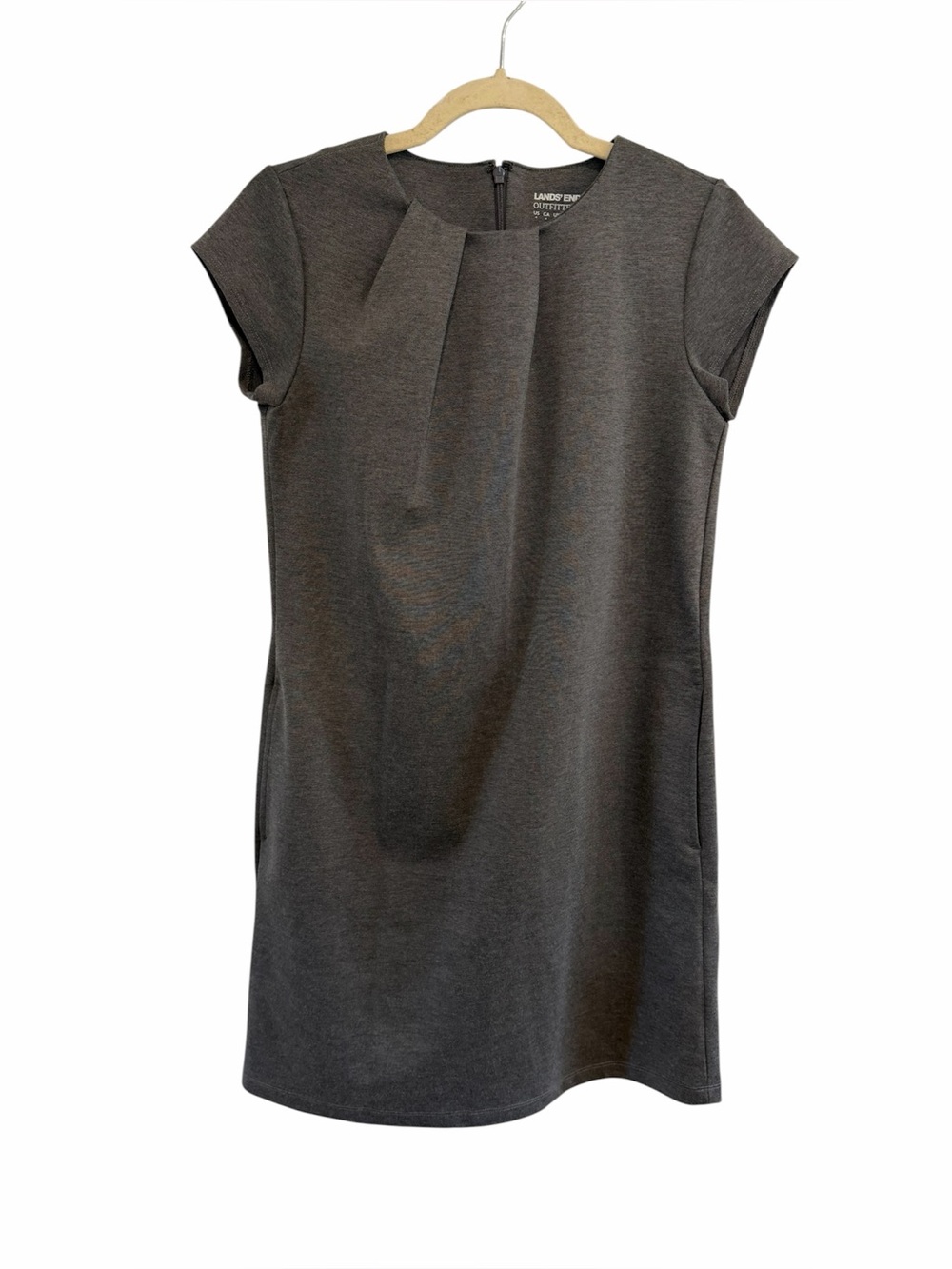 Lands' End Charcoal Gray Cap-Sleeve Shift Dress